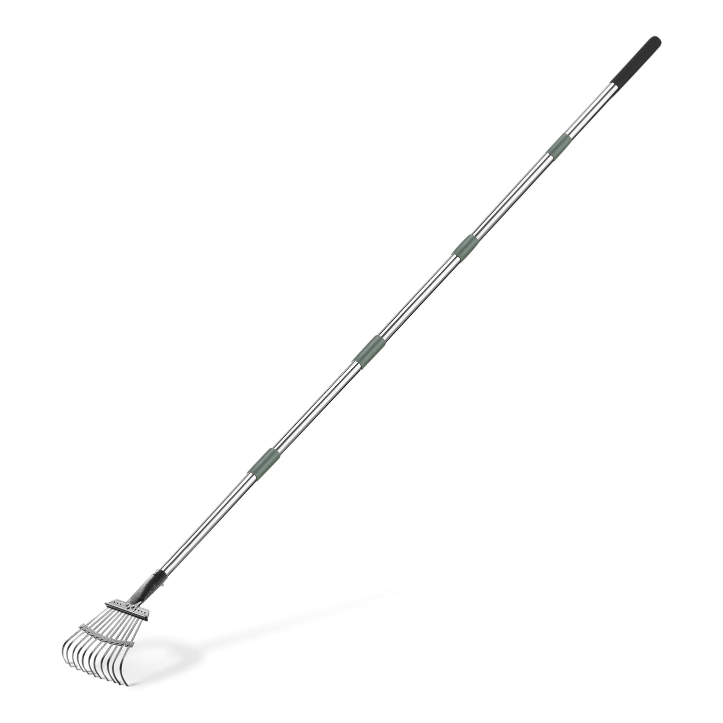Amazon Basics - Garden Rake, 38.5" - 80.5" Adjustable Steel Handle, Black