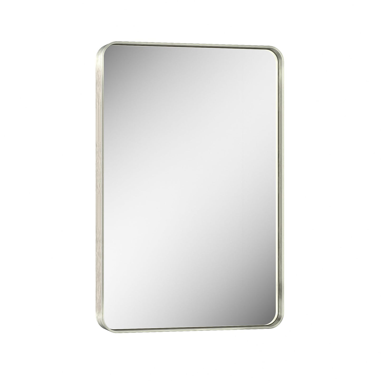 Keonjinn 20 x 30 Inch Brushed Nickel Bathroom Mirrors for Over Sink, Rounded Rectangle Silver Bathroom Vanity Mirror, Farmhouse Mirror for Wall, HD Tempered Glass, Anti-Rust Aluminum Alloy Mirror