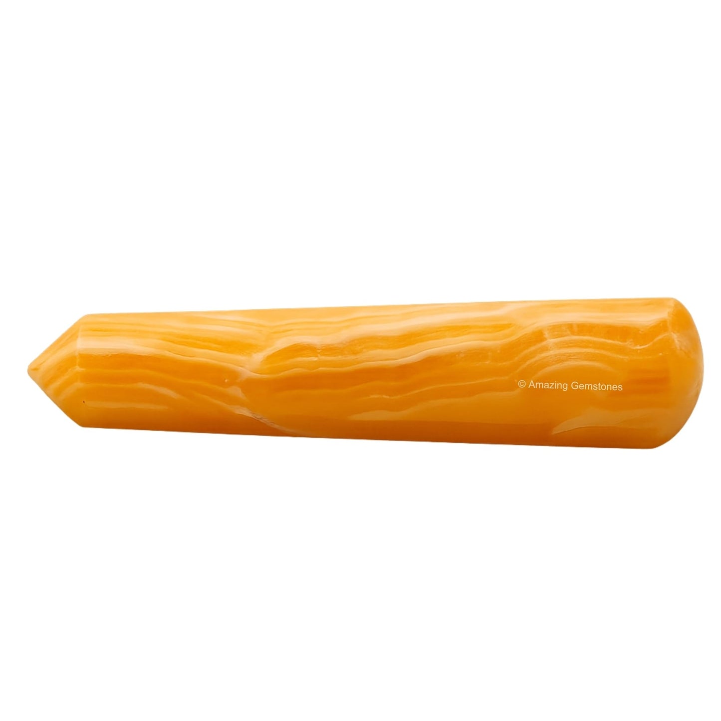 Yellow Calcite Crystal Wand Massage Stick - Pelvic Wand Gua Sha for Adults - Crystals and Healing Stones Massage Wands for Adults Gifts (Pointed)