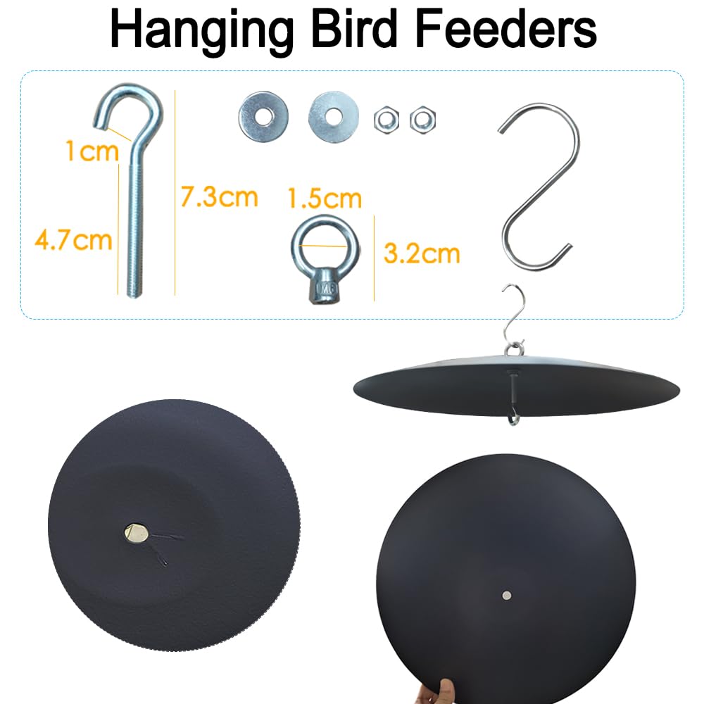 Bird Feeder Baffle, Guard for Bird Houses,13 inch Metal Hanging Baffle Weather Guard Cover for Outside Black