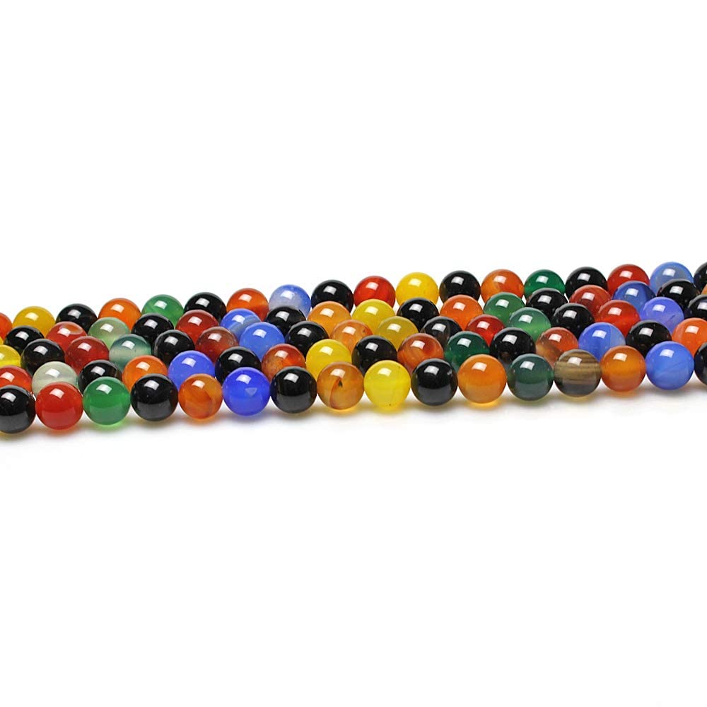 MJDCB Natural Stone Beads Colorful Agate Round Loose Beads for DIY Necklace Bracelat Jewelry Making (10mm)