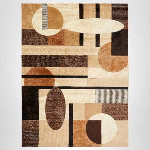 Home Dynamix Tribeca Jasmine Modern Runner Rug, Abstract Brown/Beige 1'9"x7'2"
