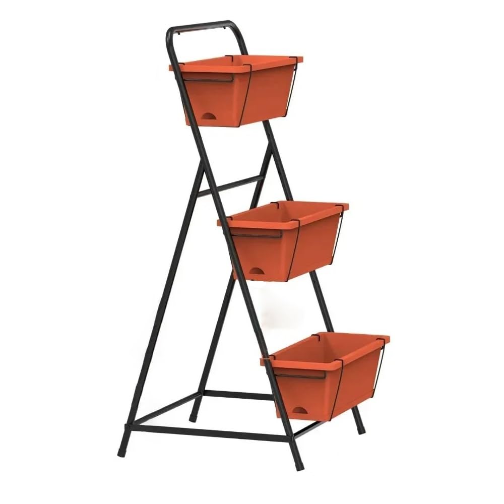 FURUIM2024M Flower Stand Vertical Raised Garden Bed 4 Tiers Planter Box Freestanding Garden Planter, Garden Supplies Accsesories Plant Shelves(Red,3TIRE)