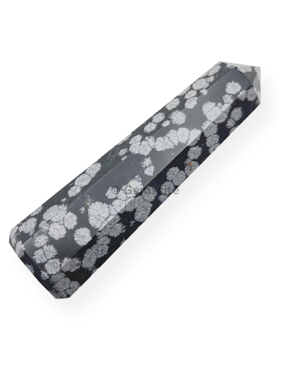 WholesaleGemShop 3 Inch (70 mm) Gemstones Snowflake Obsidian Obelisk Tower Jumbo Facet Aura Rock Crystal Natural Polished Earth Wand Spirit
