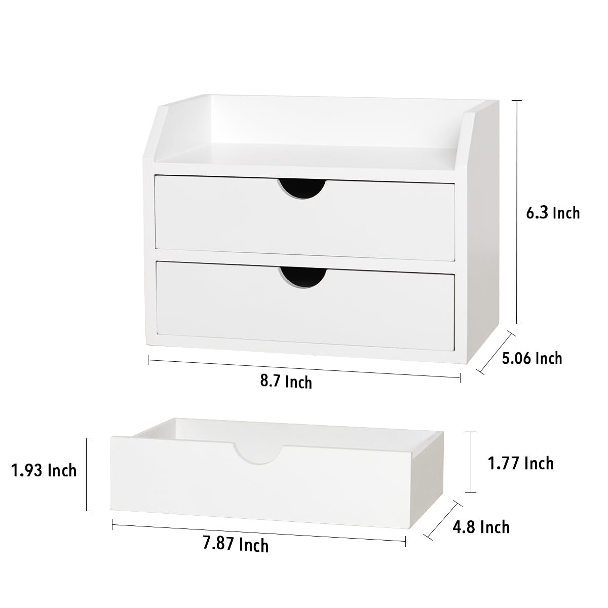 ZGZD Wooden Organizer Mini Desk Drawer Tabletop Office Supplies Desk Accessories for Office or Home (2 Drawers)