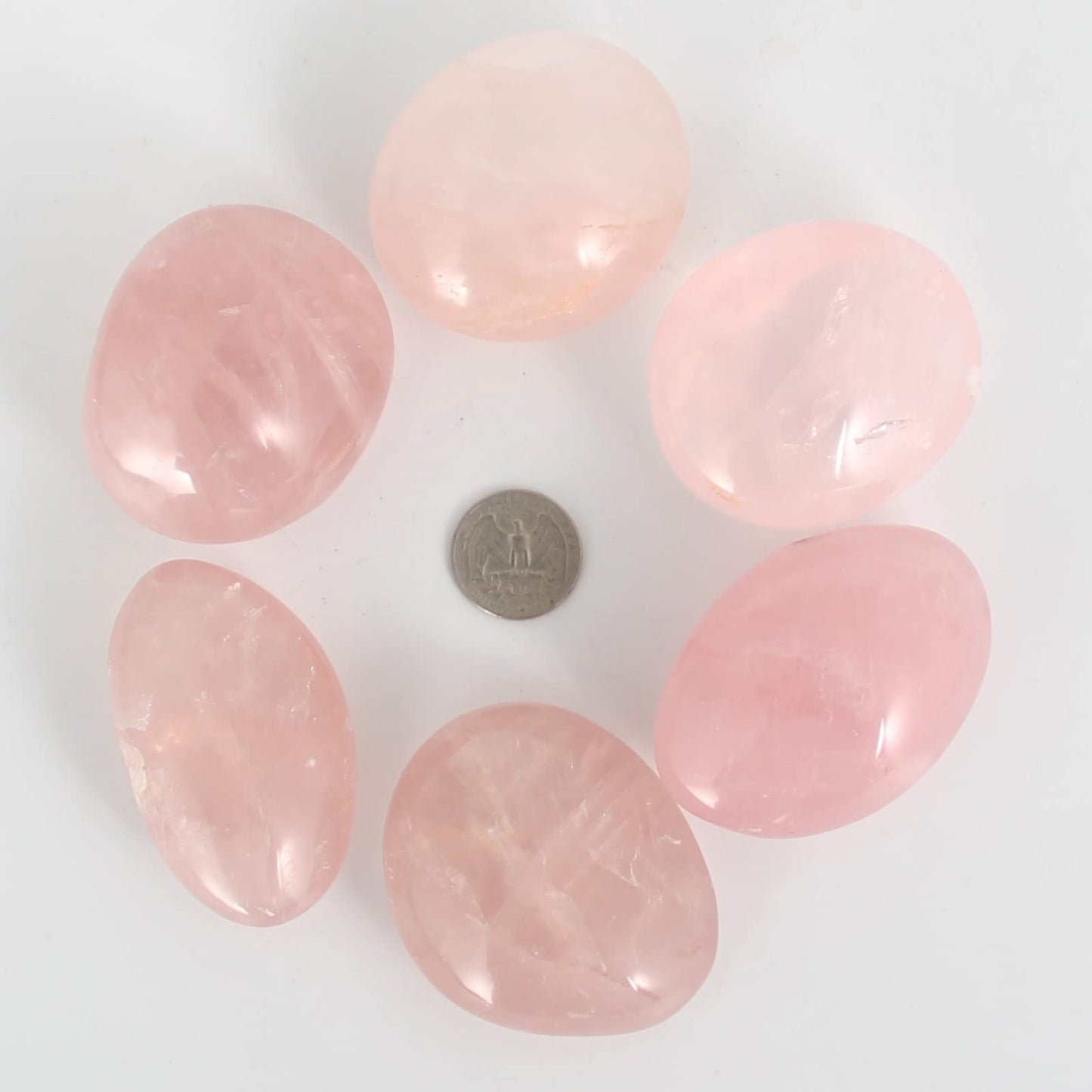 Orientrea Rose Quartz Palm Stone-2 Pcs Rose Quartz Pocket Energy Stone, Smooth Healing Crystal Worry Stone