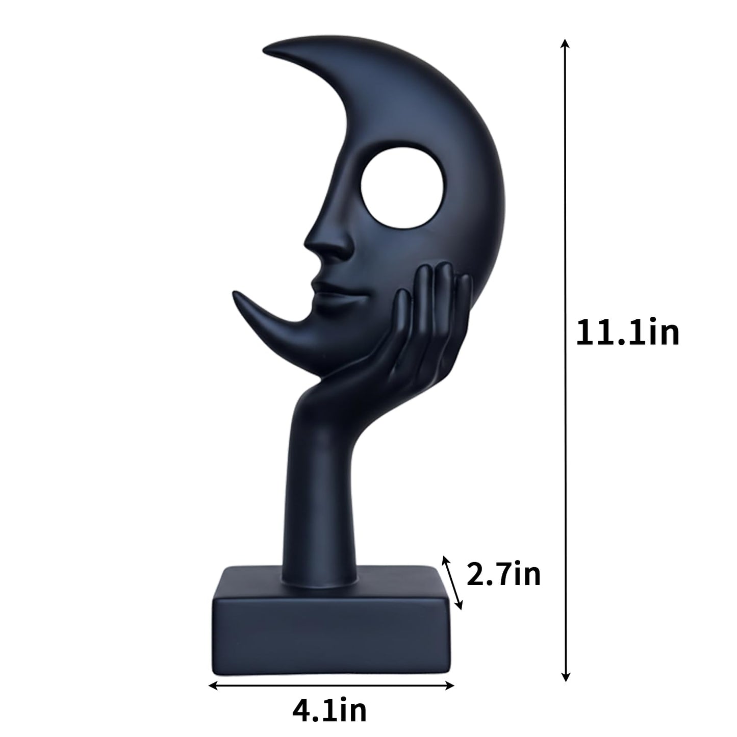 Lodkksg Thinker Statue, Abstract Moon face Black Sculpture, Modern Home Decor Ornament, Suitable for Office, TV Cabinet, Desk, Study, Fireplace Mantel, Resin Statue (Black)