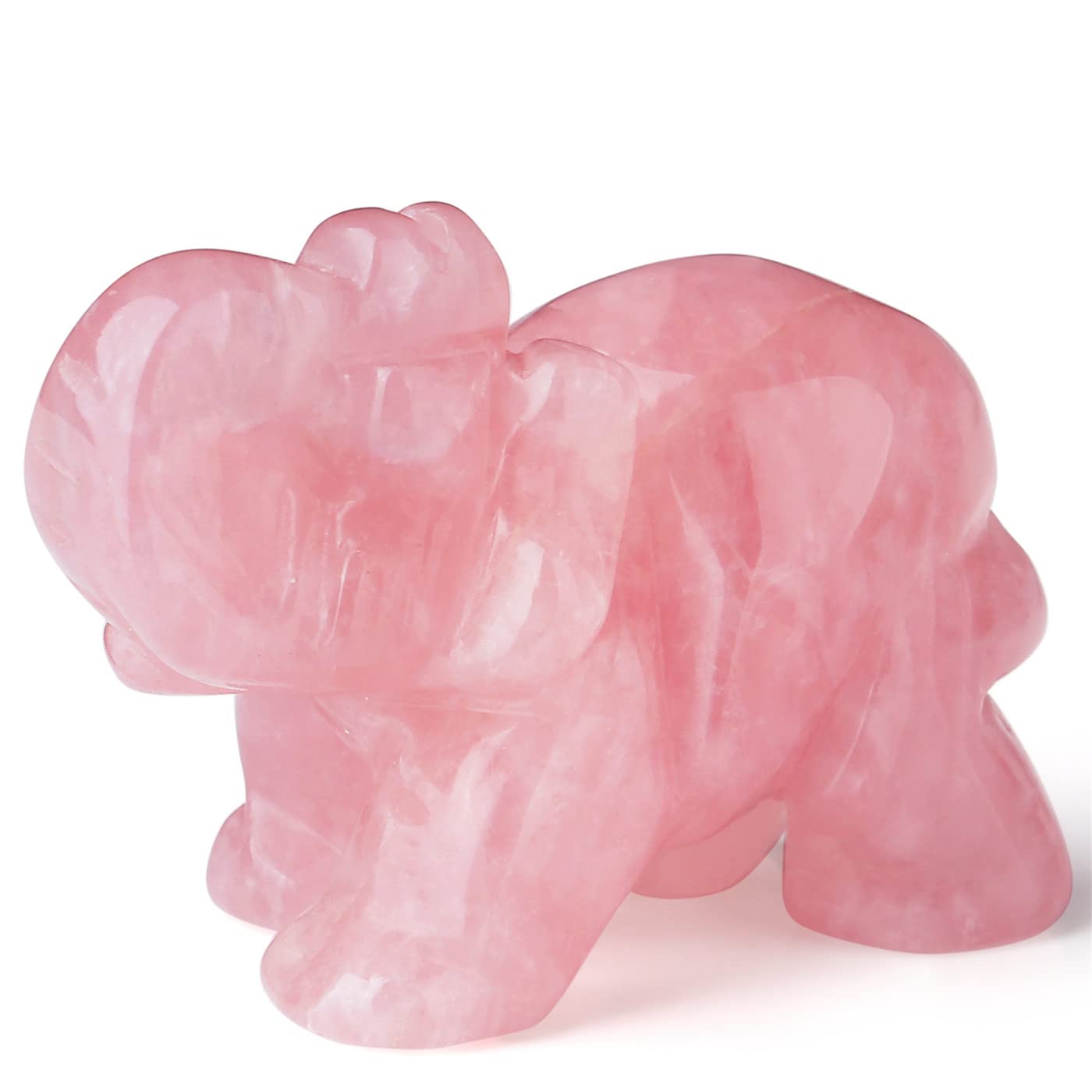 2" Rose Quartz Elephant Decor Healing Crystal Pink Cute Natural Hand-Carved Polished Figurines Statue Gemstone Energy Hippie Home Room Office Desk Decoration Valentine's Day Gifts for Women