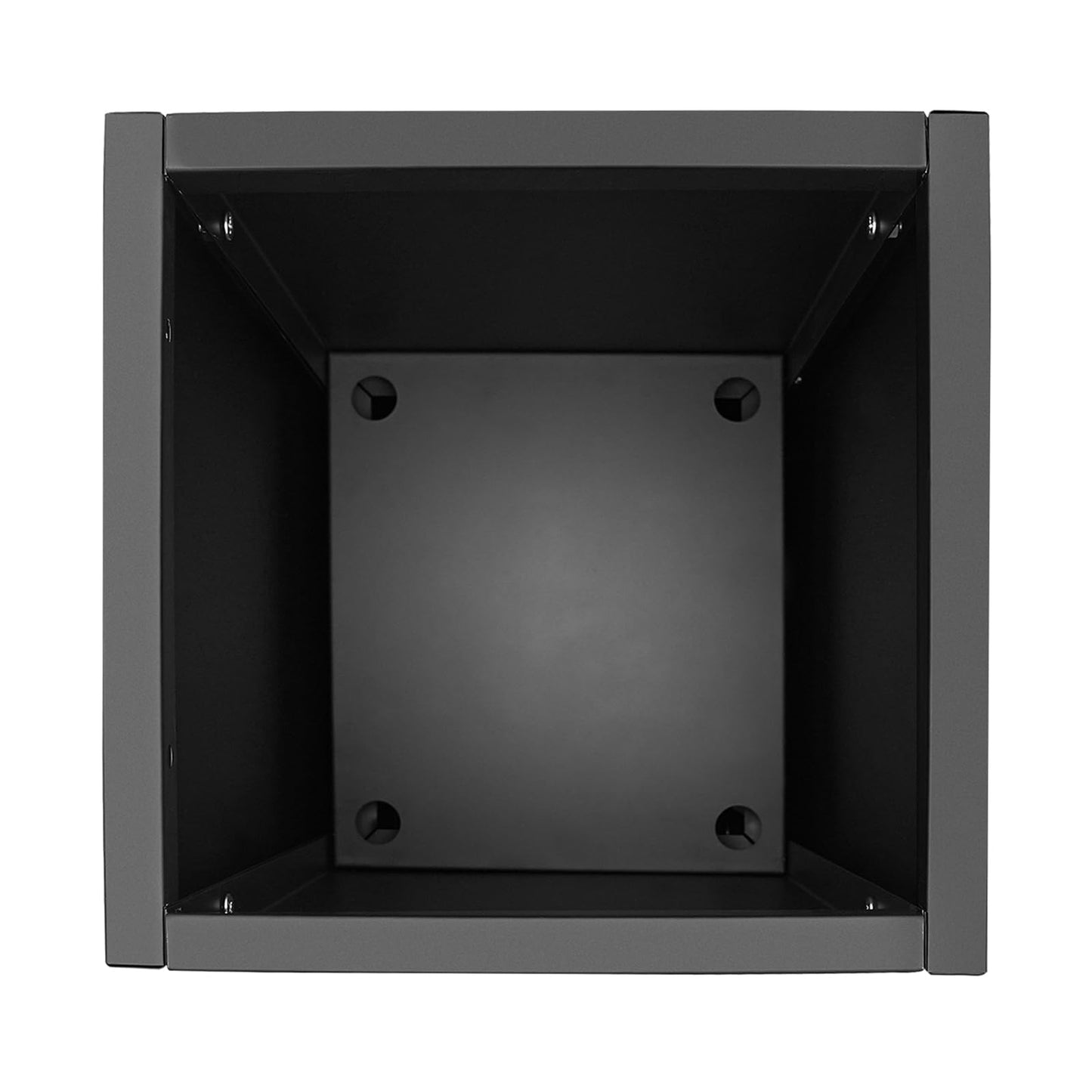 Tall Rectangular Planter for Plants, 14x14x30 Inch Large Black Metal Planter Box with Removable Shelf, Modern Indoor Outdoor Flower Pot for Patio, Porch, Garden (Black)