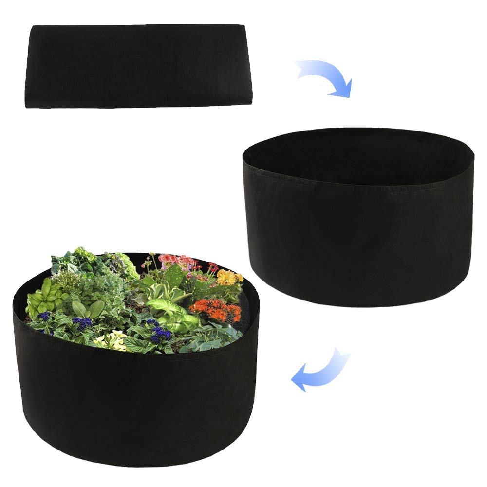 Xnferty 100 Gallons Extra Large Round Raised Garden Bed, Deep Soil Diameter 38"/ Height 20" Planting Container Grow Bags Durable Felt Fabric Planter Pot for Plants,Vegetables,Flowers (Black)