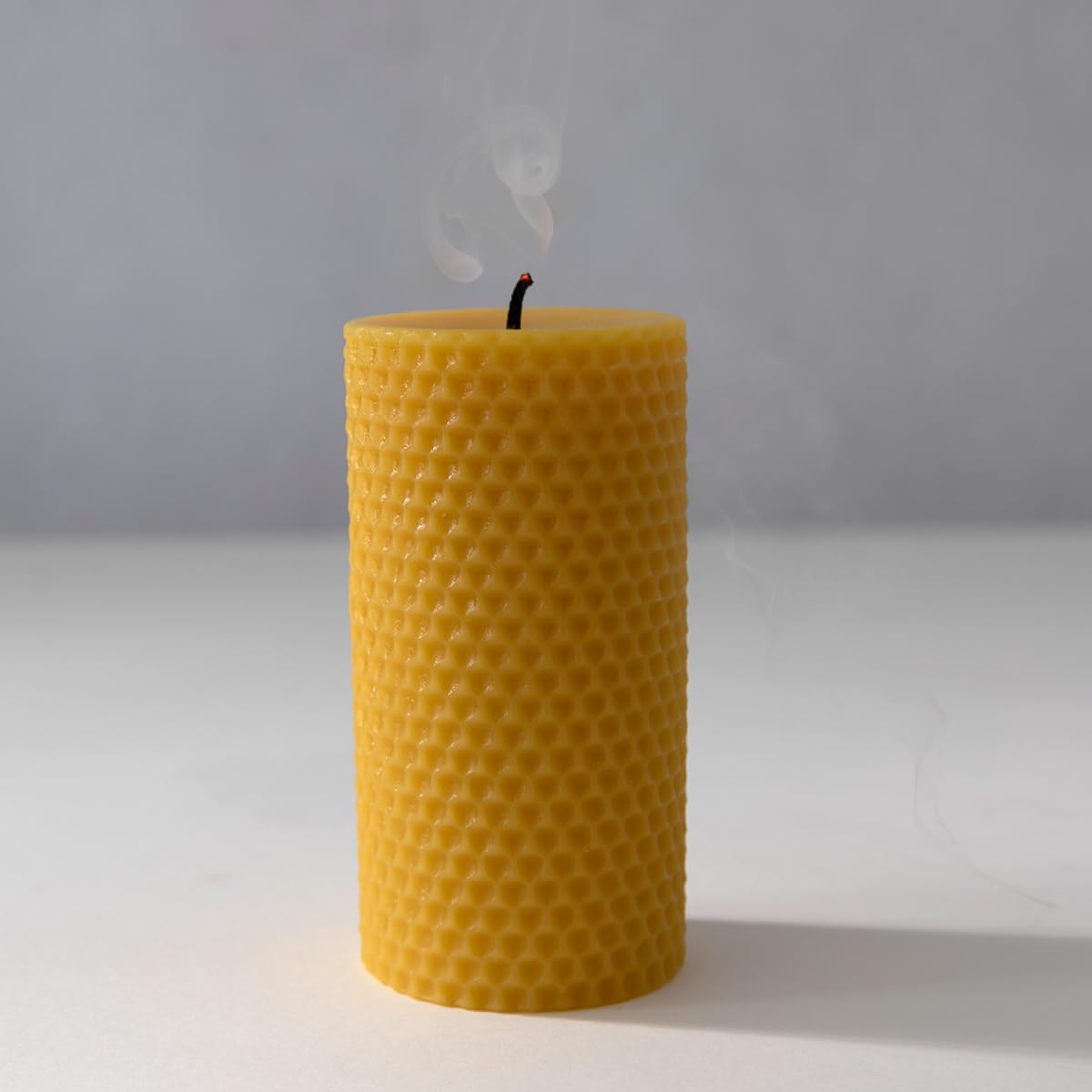 The Beeswax Co Pressed Honeycomb Beeswax Candle, Natural Honey Scented Organic Candle, Eco-Friendly & Non-Toxic with Cotton Wick, Long-Lasting & Clean-Burning, Unique Home Decor, 2.25 x 4.25 Pillar