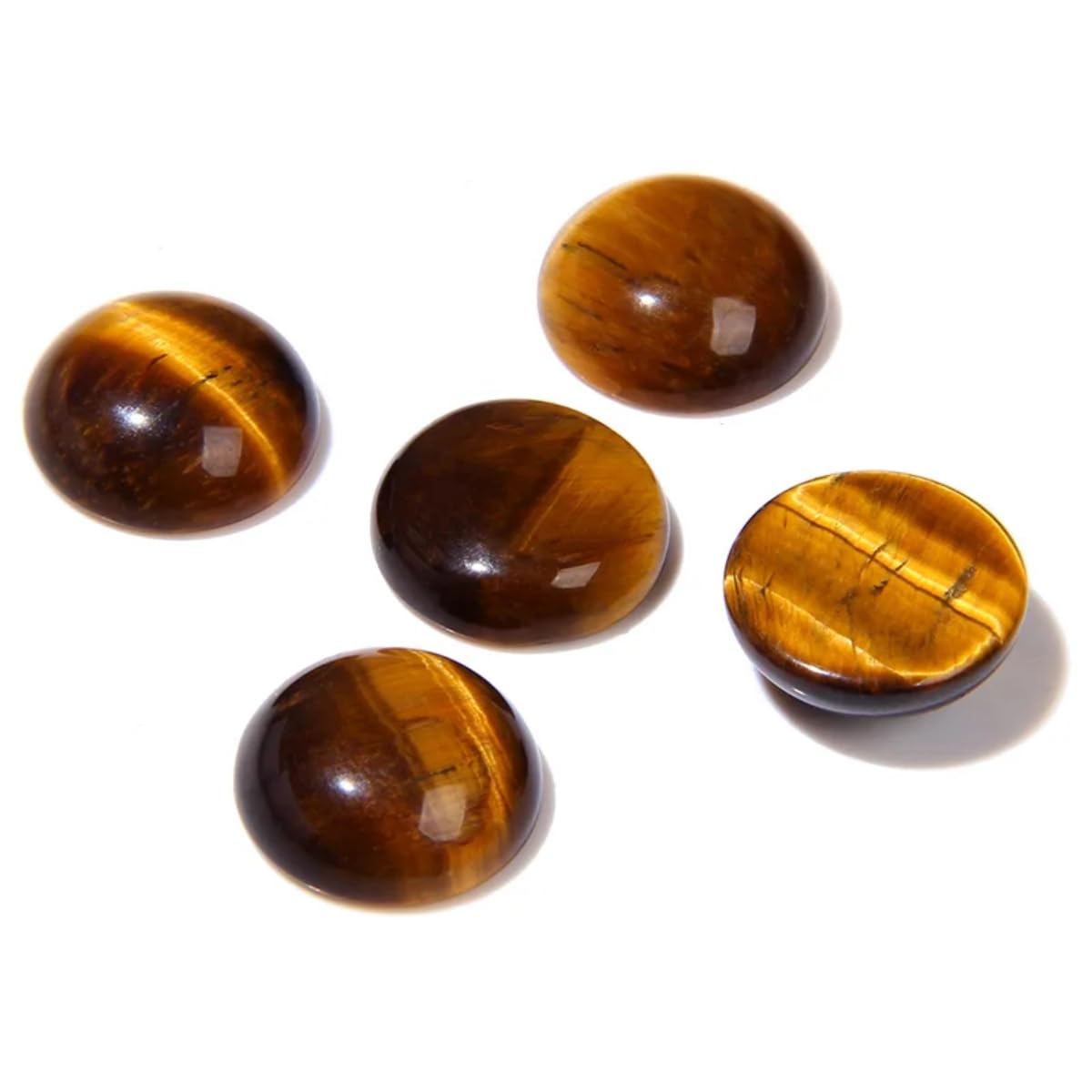 2TTFishoo 20pcs 16mm Natural Stone No Hole Tiger's Eye Semicircle Smooth Cabochons Beads for Jewelry Making Rings Earrings Necklace Bracelet DIY Crafts