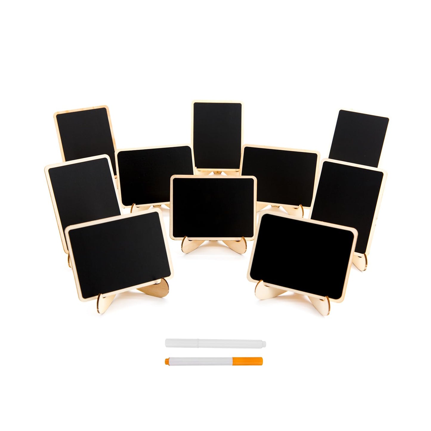 DSTELIN 10 Pack Mini Chalkboards Signs with Easel Stand, Small Rectangle Chalkboards Blackboard, Wood Place Cards for Weddings, Birthday Parties, Message Board Signs and Event Decoration