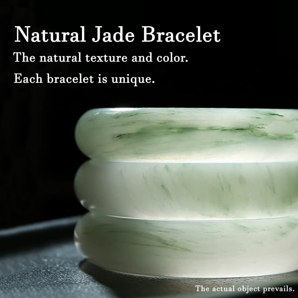 URED Natural Jade Bangle Bracelet For Women Genuine Green Jade Bracelet Good Luck Wealth Feng Shui Bracelet For Woman Yoga Meditation Mother Birthday Gift(TScui1, 62-63mm)