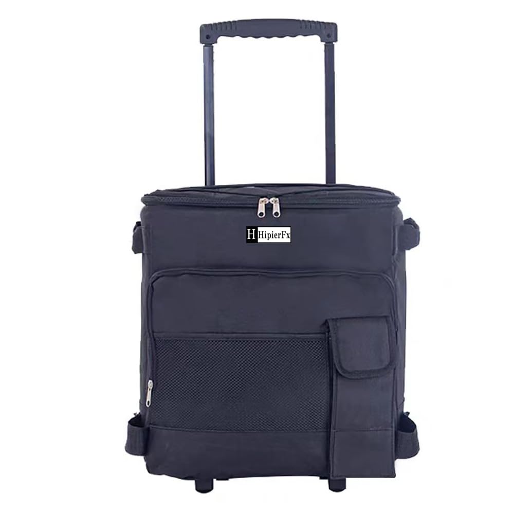 HipierFx Soft Cooler with Wheels and Handle Portable Collapsible Rolling Cooler Bag for Beach Camping Travel (Black)