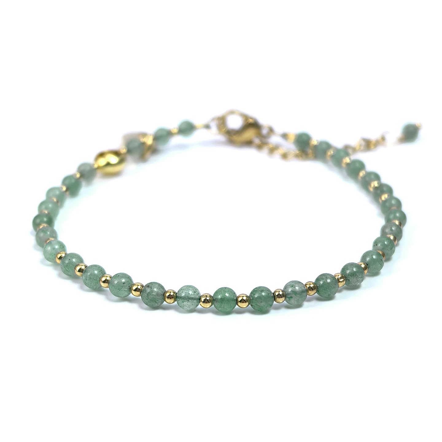 Morchic 3mm Green Aventurine Natural Gemstone Beaded Bracelet for Women, Dainty Tiny Charm Jewelry, Adjustable 7.1-8.6", Ideal Birthday Holiday Gift