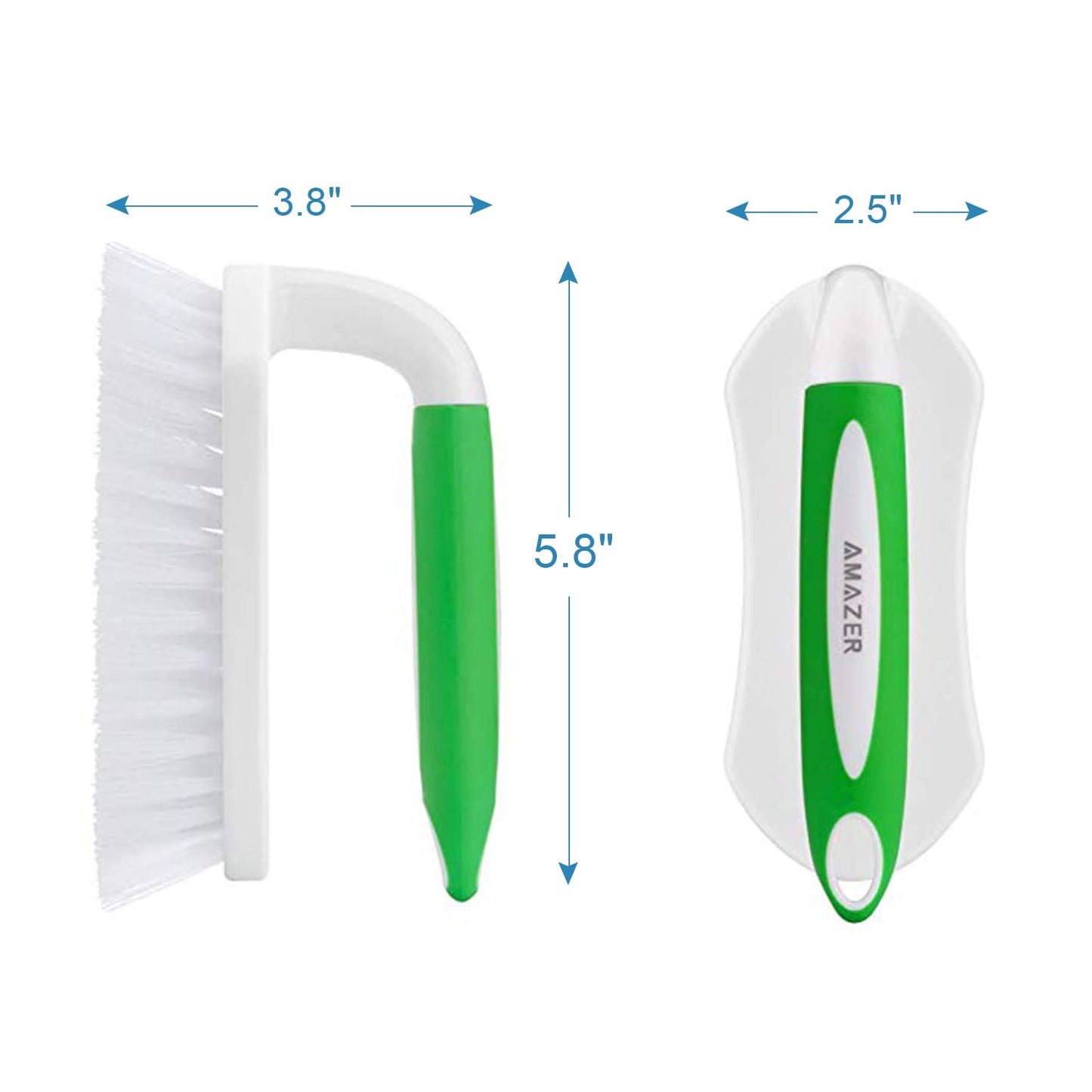 Amazer Dish Brush with Handle, 2 Pack Kitchen Scrub Brushes for Cleaning, Grip Shower Scrubber Flexible Stiff Bristles with Handle
