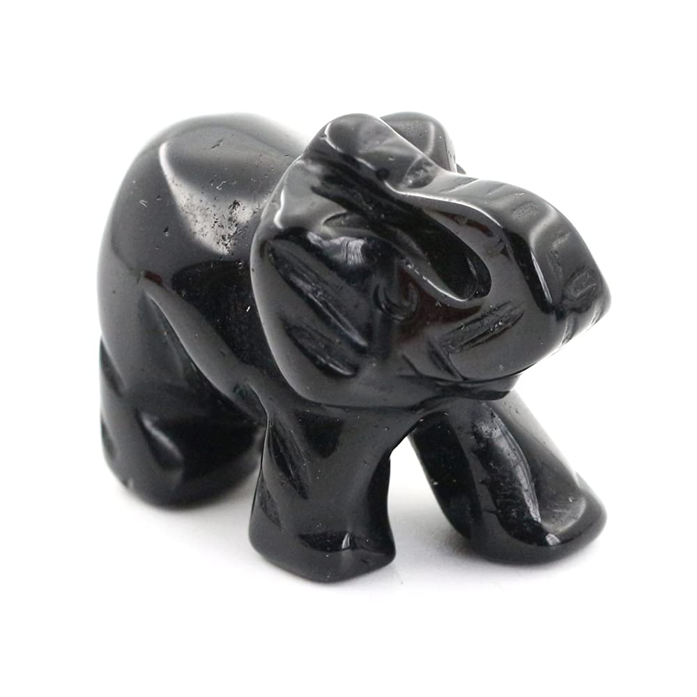 Ouubuuy Black Obsidian Crystal Elephant Pocket Guardian Figurine Elephant Statue 1.5 inch for Healing Reiki Spiritual Gift Cute Meditation Office Room Desk Decor