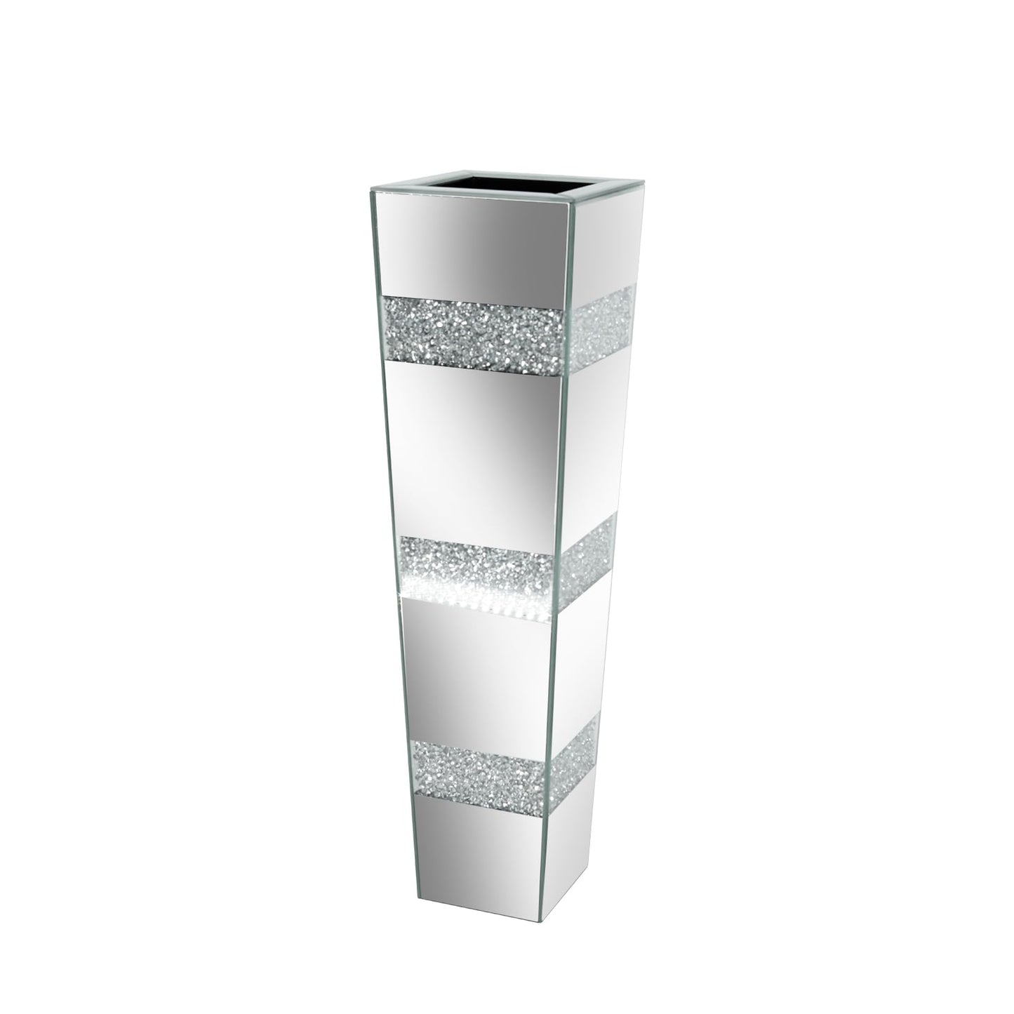 Artloge Diamond Mirror Vase Geometric Bling Decor 28 inch Tall Silver Luxury Decor