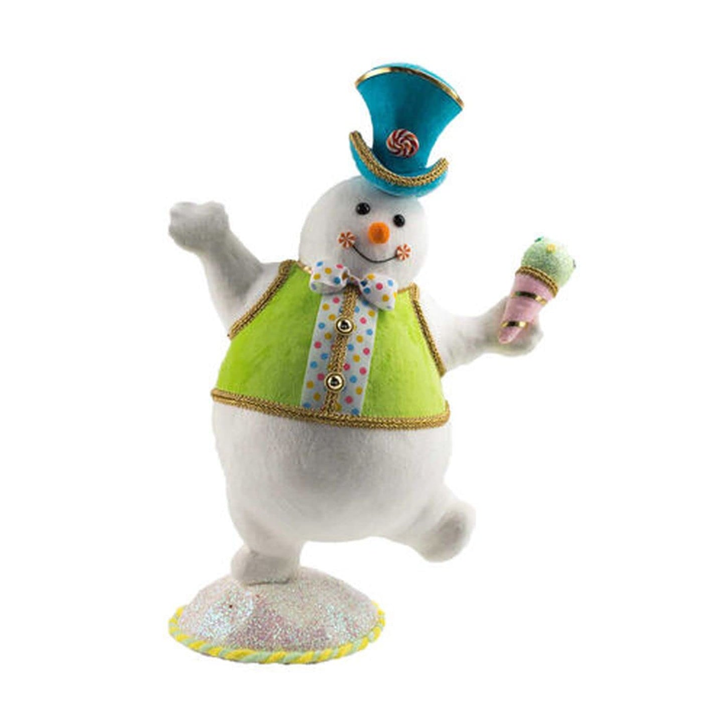 December Diamonds Snow Cream Shoppe 21" Snowman with Green Vest Figurine
