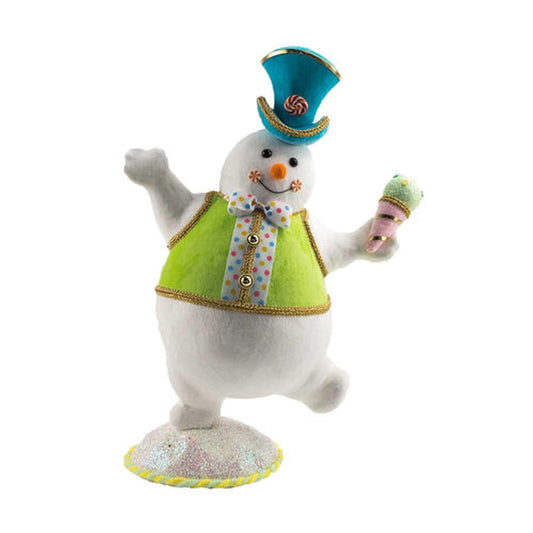 December Diamonds Snow Cream Shoppe 21" Snowman with Green Vest Figurine
