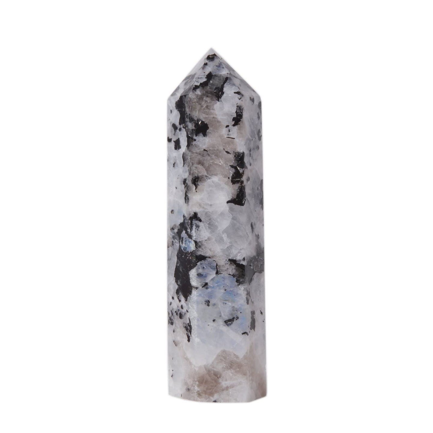 Large Moonstone Gemstone Crystal Hexagonal Pointed Tower Reiki Chakra Faceted Prism Wand Stone Home Decor