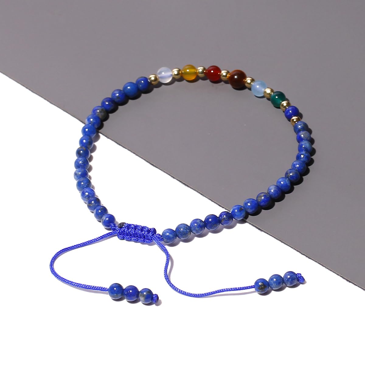 Jewever 7 Chakra Bracelets for Women Real Stone Lucky Rope Crystal Bead Bracelet Crystals and Healing Stones Jewelry Birthday Gifts (lapis lazuli)