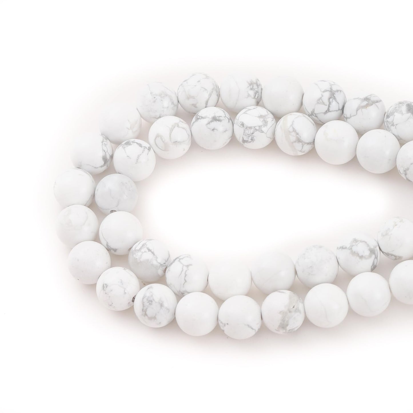6mm 60pcs DIY Natural White Howlite Stone Beads Round Healing Crystal Gemstone Loose Beads for Jewelry Making Handmade Bracelet Necklace