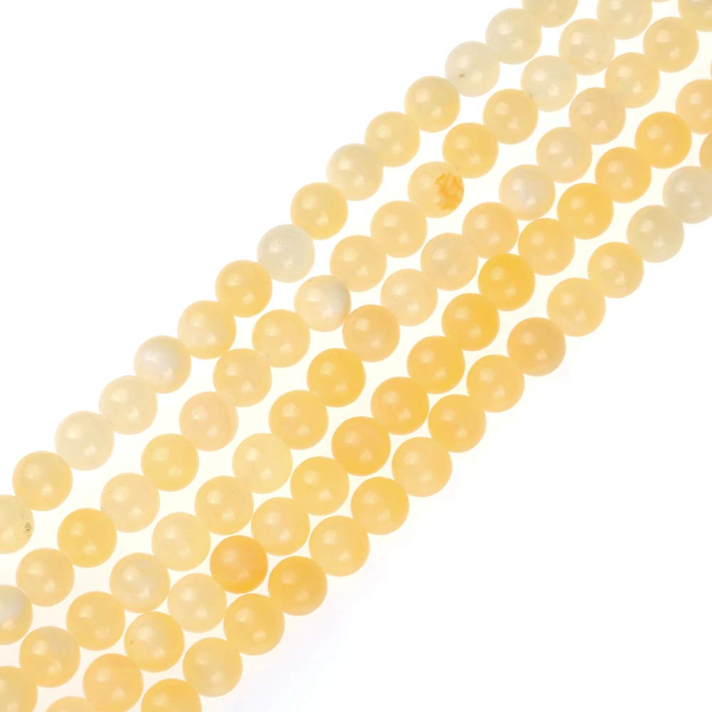 Natural Stone Beads 10mm Yellow Jade Stone Gemstone Round Loose Beads Crystal Energy Stone Healing Power for Jewelry Making DIY,1 Strand 15"