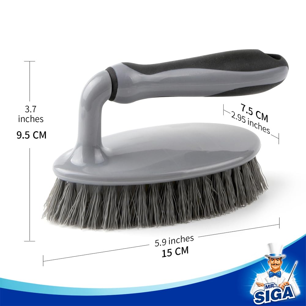 MR.SIGA Heavy Duty Scrub Brush with Comfortable Grip, Cleaning Brush for Bathroom, Shower, Sink, Floor, 2-Pack