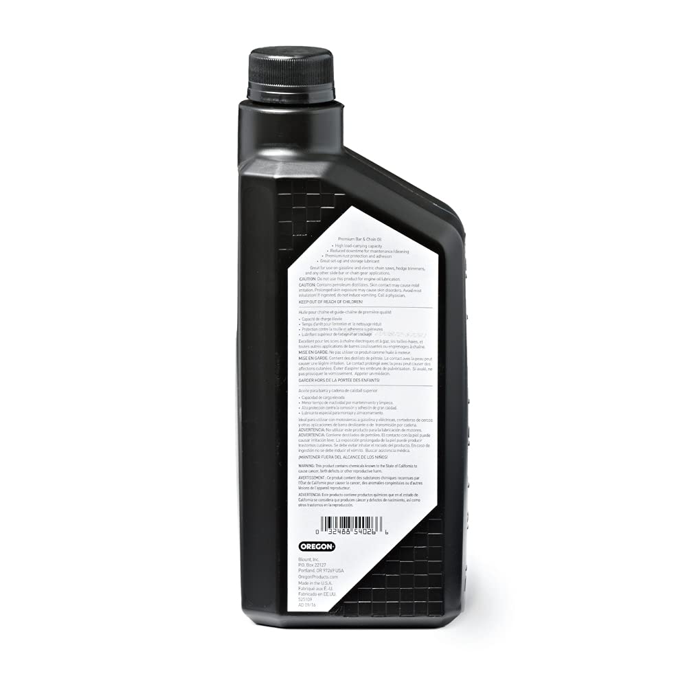 Oregon 54-026 Premium Bar and Chain Oil and Lubricant for Chainsaws, 1 Quart Bottle (32 fl.oz / 946 ml)