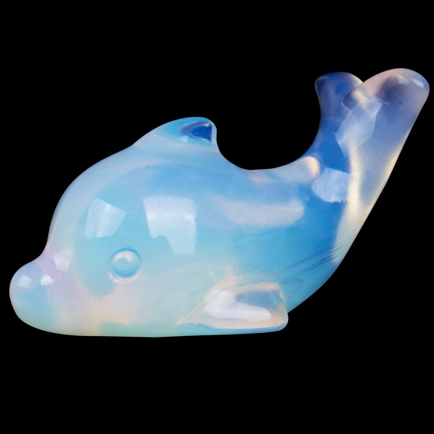 Hguxmcu Opalite Crystal Dolphin Carving Hand Carved,1.8 Inch Dolphin Figurine Polished Gemstone Animal Sculpture Healing Stone Meditation Decor Gift Collection