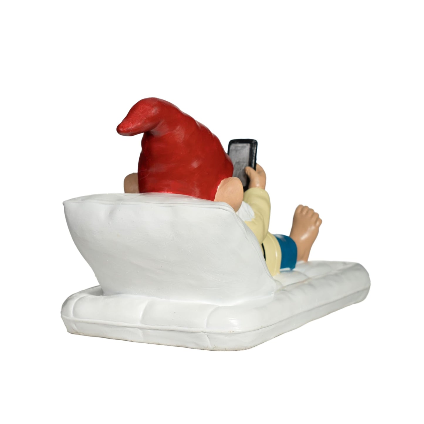 GIOMLE Relaxing Pool Gnome with Smartphone - 5.6" Heavy Resin Garden Statue - Weather-Resistant Funny Lawn Ornament - Summer Patio Decor - Unique Housewarming Gift