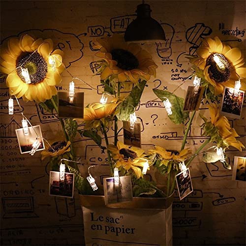 CozyHome - 5.5YD photo string with clips battery with timer remote | 30x light clips led | hanging fairy picture indoor | photo lights with clips | clip lights for girl pictures | teen girl room decor