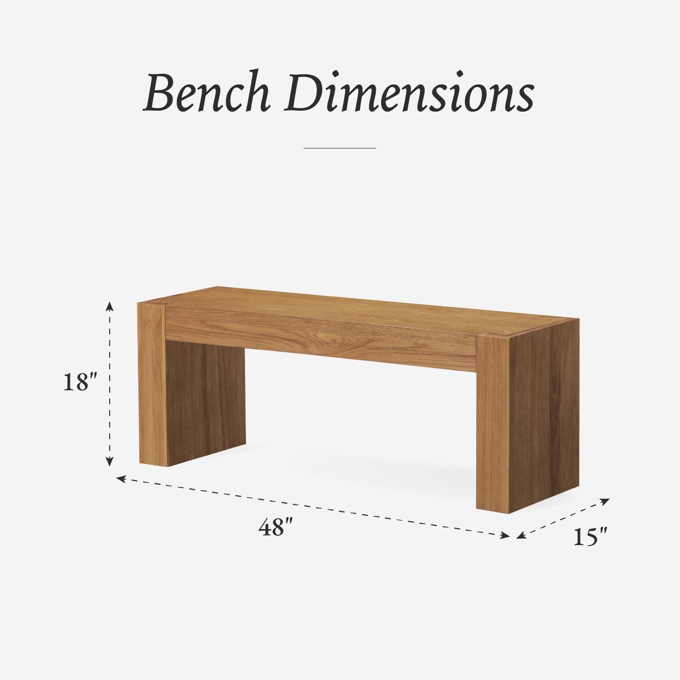 Maven Lane Zeno Bench – Natural Solid Wood – Ideal for Living Room, Entryway and Bedroom Décor