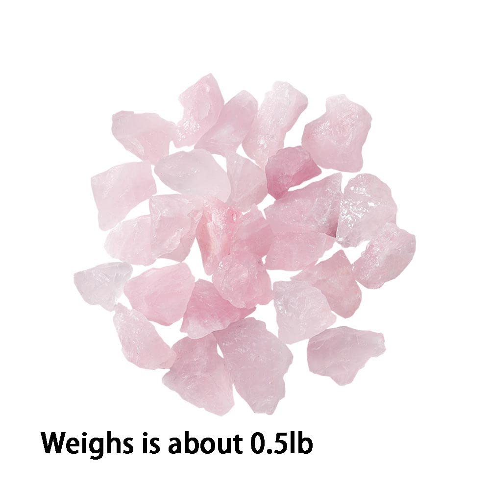 Apengshi 1/2 lb(230g） Natural Rose Quartz Crystal Tumbled Rough Stone Healing Crystal Chakra Raw Stone Meditation Reiki Collection