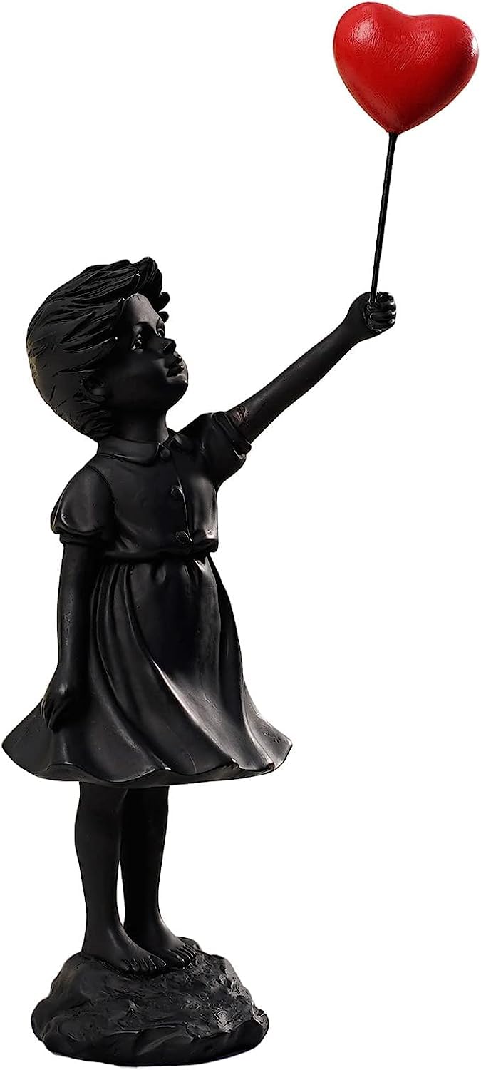 ILYISFMTY Flying Balloon Girl Statue,Resin Figure Sculpture Crafts Ornament Modern Art Sculptures for Home Decor,Anti-war Theme