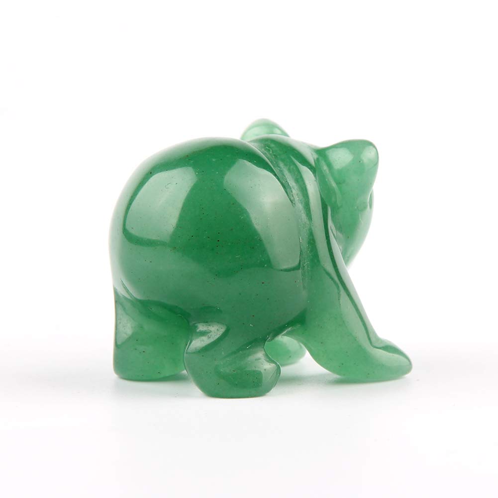 Natural Beads Semi Stone Carved Bear Green Aventurine Statue Chakra Healing Reiki Crafts (Green Aventurine)