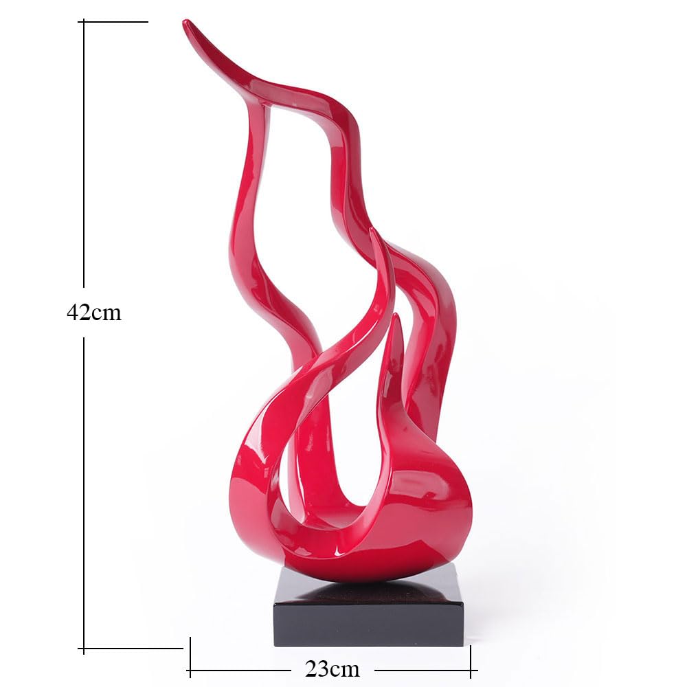 NENBOLEC Abstract Sculpture Decor Modern Art Gift Holy Flame Figurine Statue for Bookshelf Table Desktop Office Red 16.5 Inch