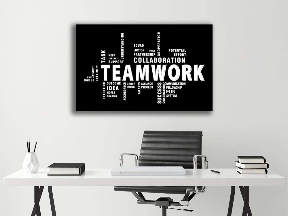 Teamwork Canvas Wall Art - Large Framed Motivational Quotes Artwork Modern Home Decor - Inspirational Posters Decor For Office Framed Ready to Hang