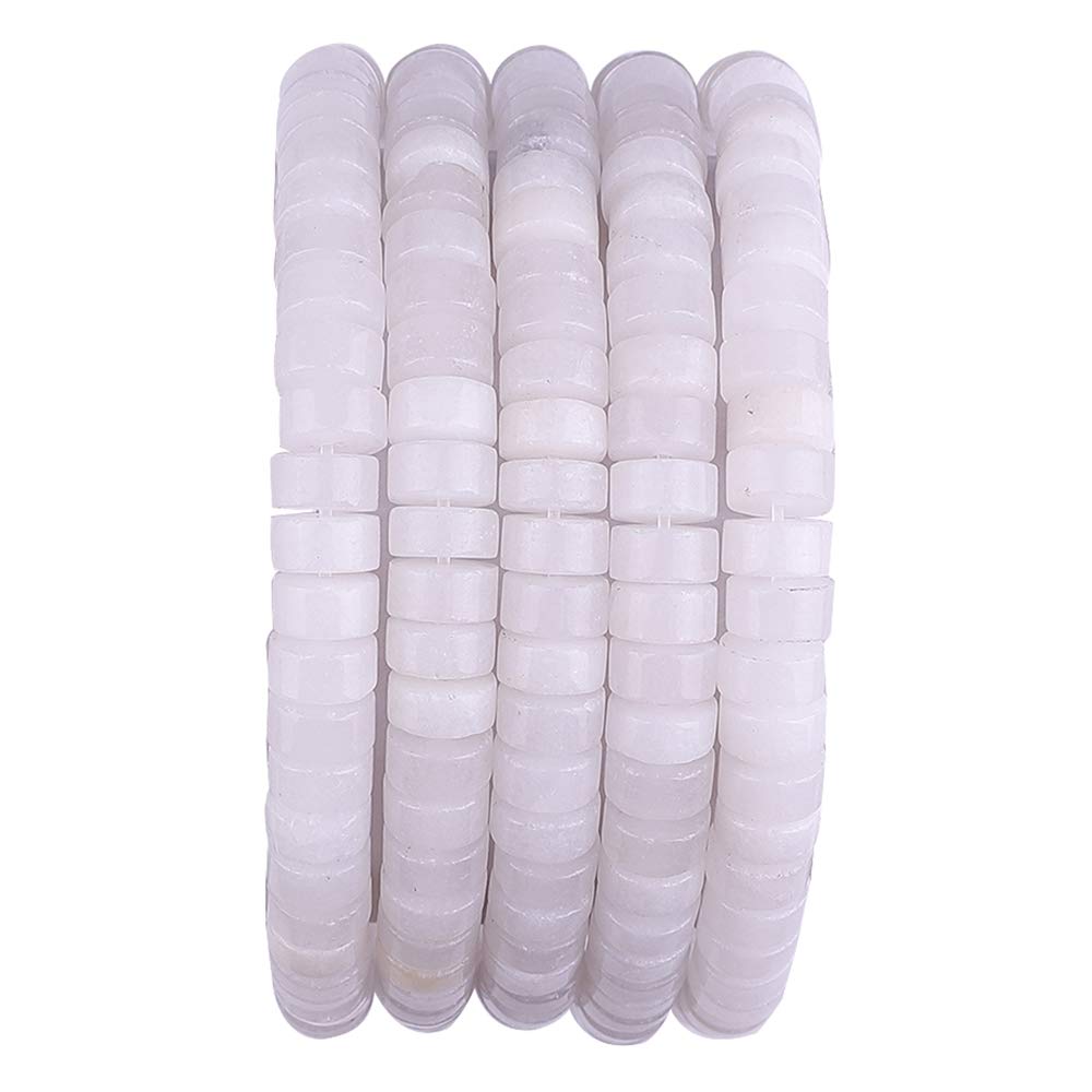BEADIA Natural White Agate Spacer Beads Caps Loose Semi Gemstone for Beading Jewelry Making 6mmx3mm 38cm