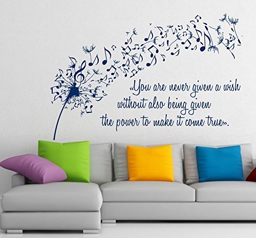 Floral Wall Decals Vinyl Decal Dandelion Sticker Flower Music Quote Musical Notes Home Art Decor Kids Nursery Removable Stylish Sticker Mural Unique Design for Any Room m414