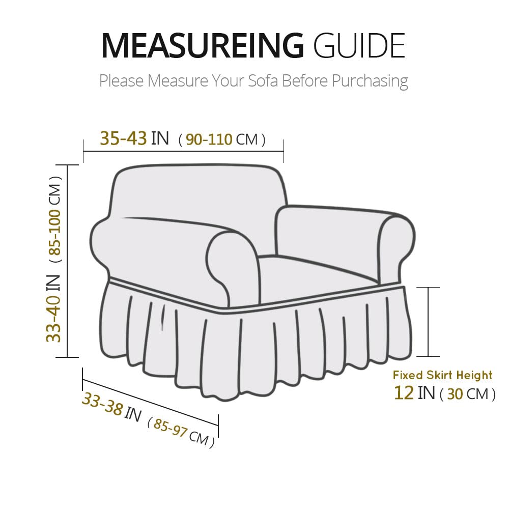 NICEEC Armchair Cover Super Soft 1-Piece Green Armchair Slipcover Stretch Universal Spandex Couch Covers for Living Room Easy Fit Washable Furniture Sofa Protector with Skirt