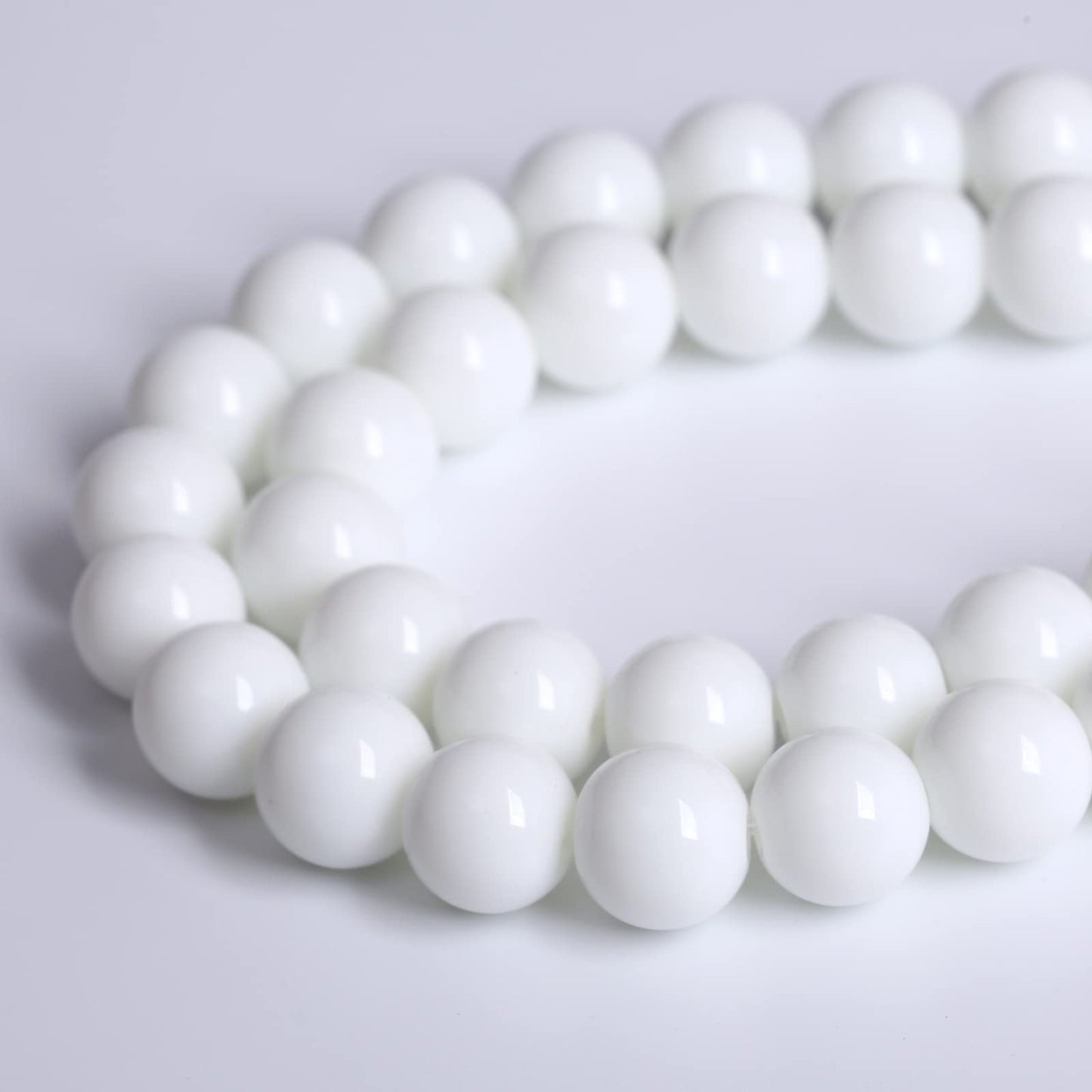Natural White Porcelain Agates Stone Round Beads for Jewelry Making Spacer Loose Spacers Beads DIY Bracelets 10mm 39pcs 15" Strand
