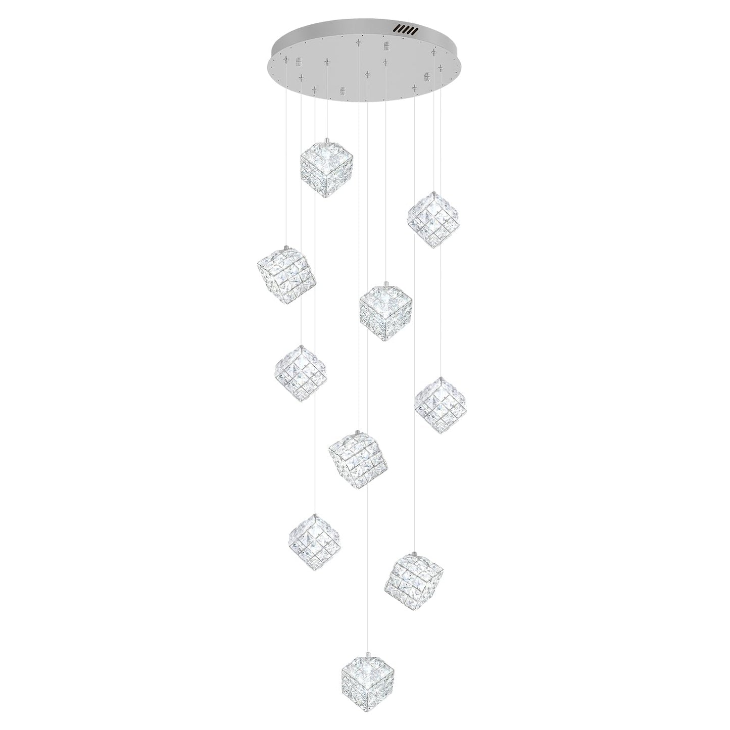 Shial Lighting 10-Lights Foyer Chandelier Modern Crystal Chandeliers Large Chandelier for High Ceilings,Crystal Pendant Light for Living Room Stairwell Dining Room Entryway