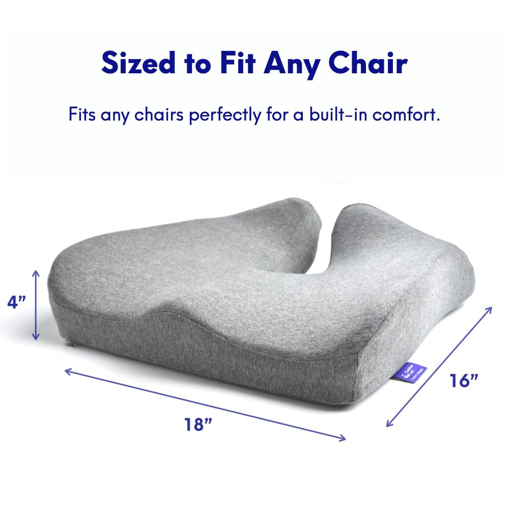 C CUSHION LAB Patented Pressure Relief Seat Cushion for Long Sitting Hours on Office/Home Chair, Car, Wheelchair - Extra-Dense Memory Foam for Hip, Tailbone, Coccyx, Sciatica - Wellness Green