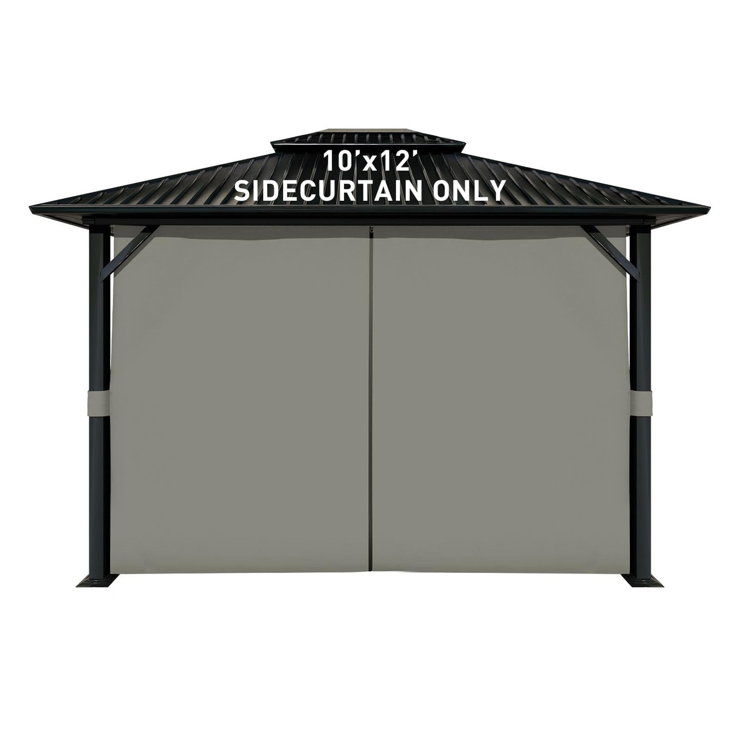 Aoodor 10x12 ft Outdoor Gazebo Curtains, 4 Panels Waterproof Privacy Sidewall Replacement with Zipper for Patio Pergola and Canopy, Gray