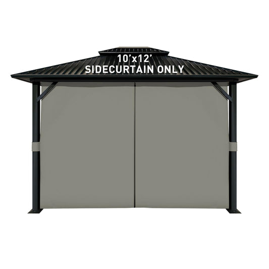 Aoodor 10x12 ft Outdoor Gazebo Curtains, 4 Panels Waterproof Privacy Sidewall Replacement with Zipper for Patio Pergola and Canopy, Gray