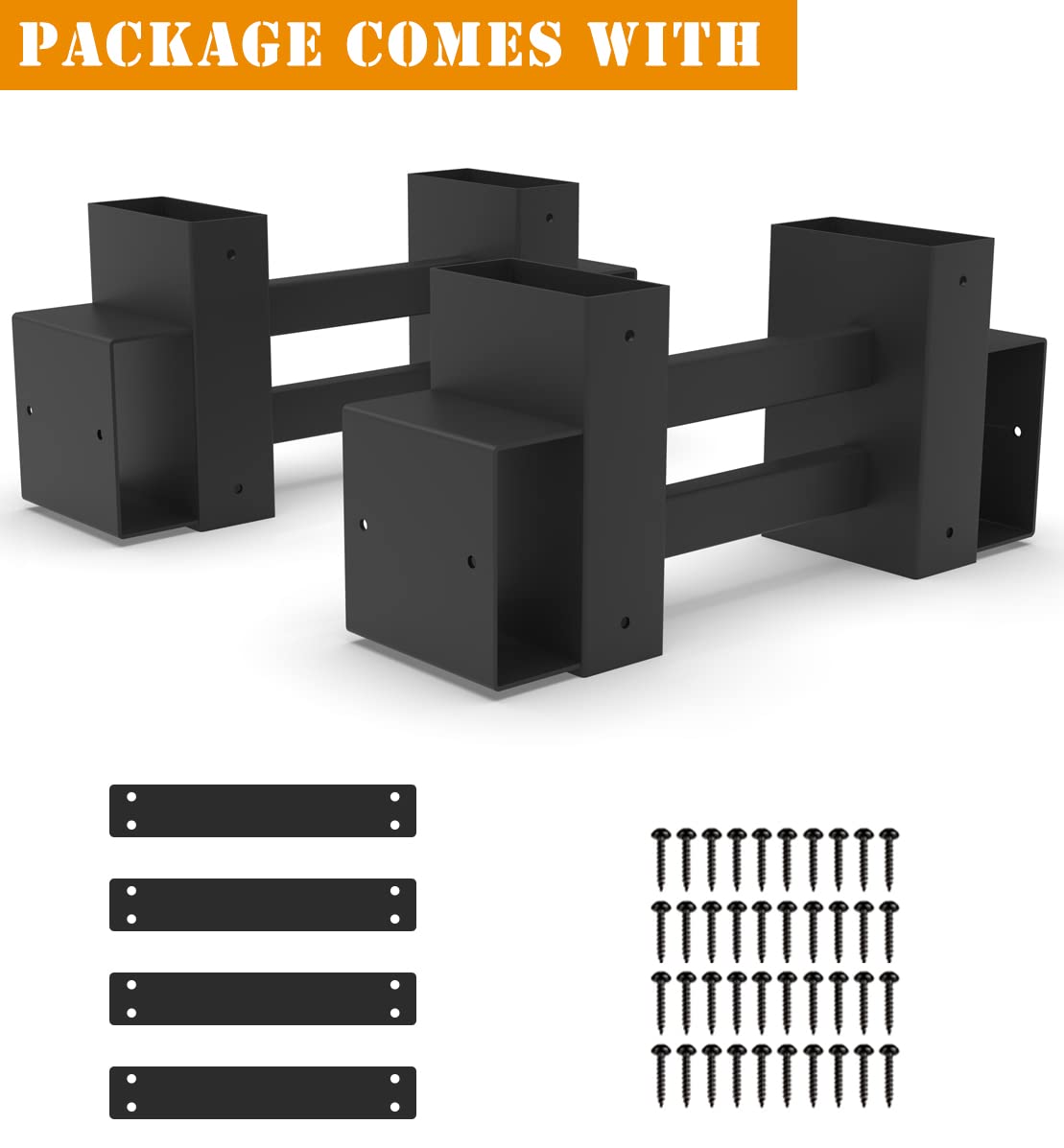 BALIE SPACE Outdoor Firewood Rack Brackets Kit for Fire Wood Pile Storage, Adjustable log stacking Stand Holder for 2x4 lumber, Black, Set of 2