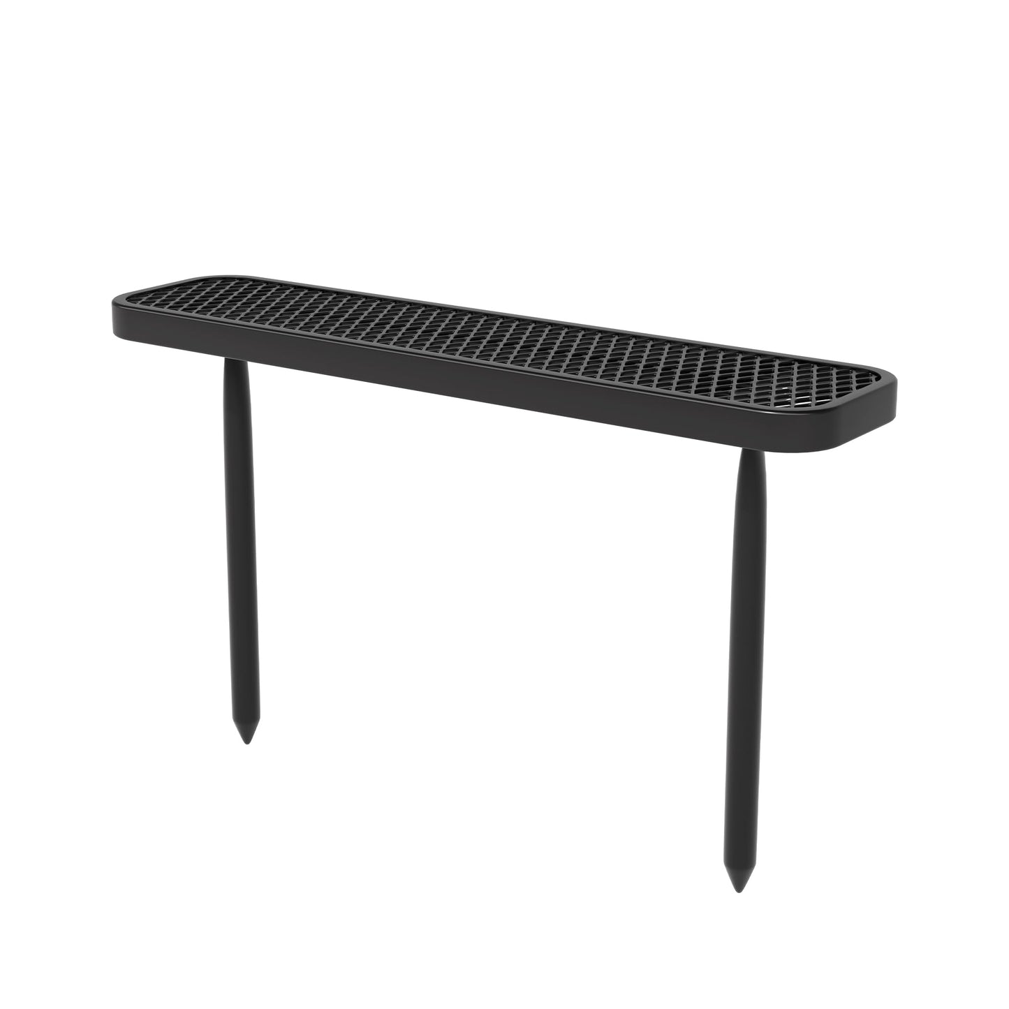 4 Ft Metal Park Benches for Outside, Outdoor Backless Bench with Thermoplastic Coating, Inground Mounted, Commercial Expanded Metal Mesh Bench for Shopping Mall, Store, Park, Patio, Deck, Black
